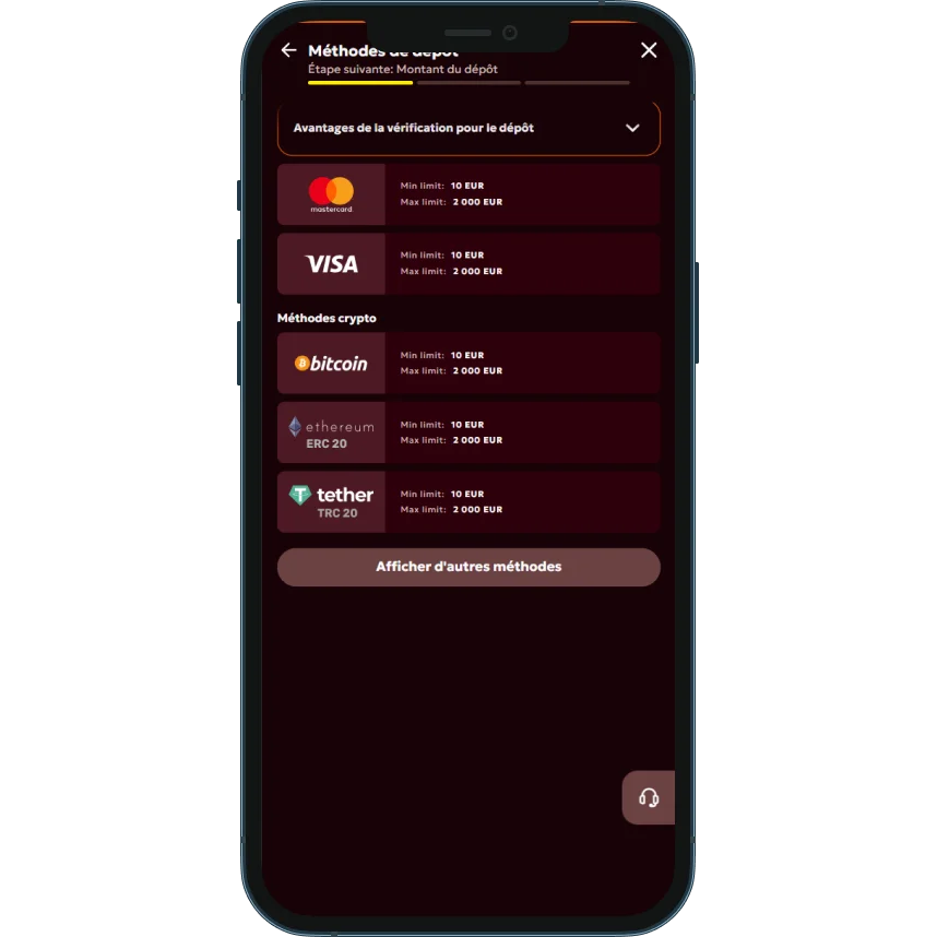 Spinobon Casino Méthodes de dépôt 