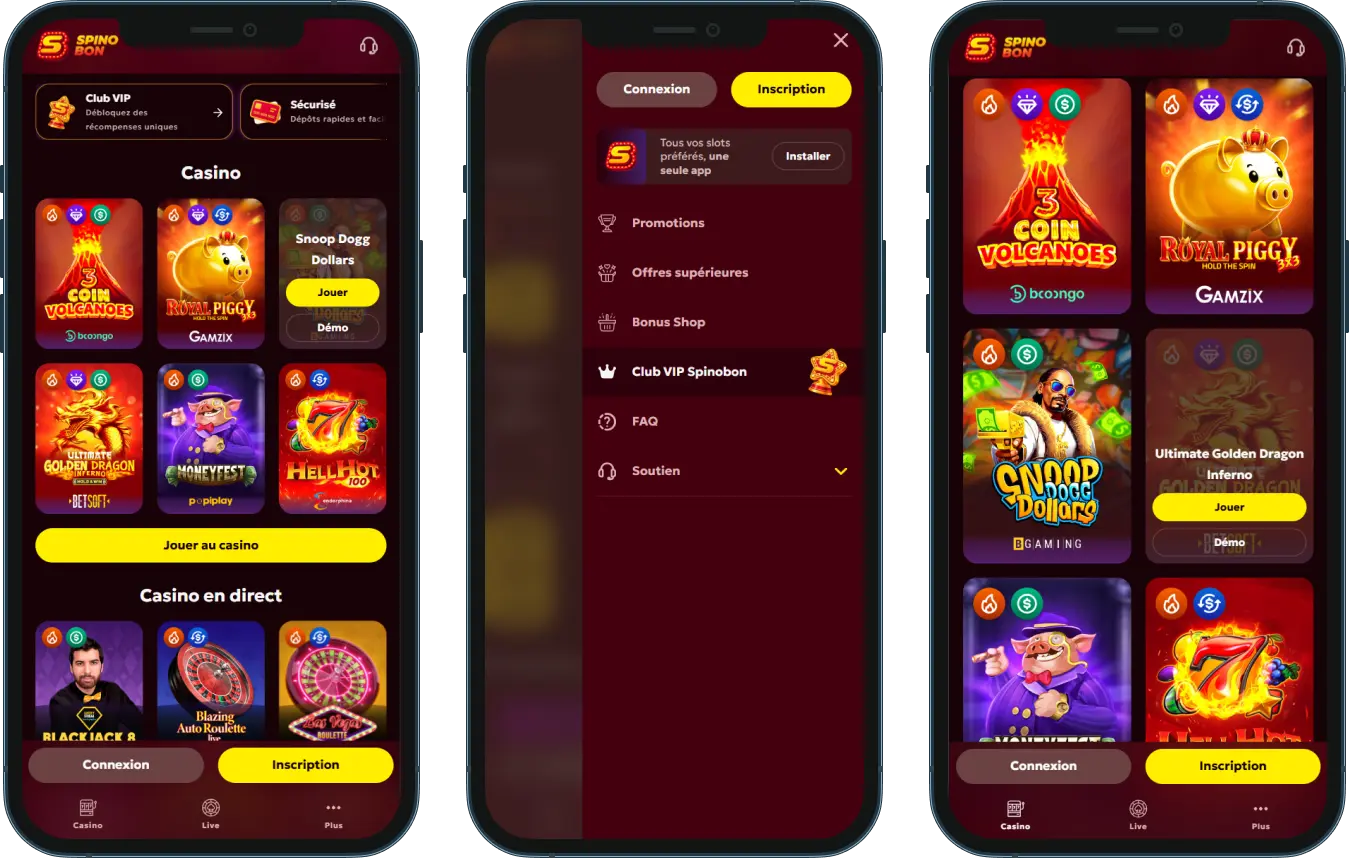Spinobon Casino sur mobile 