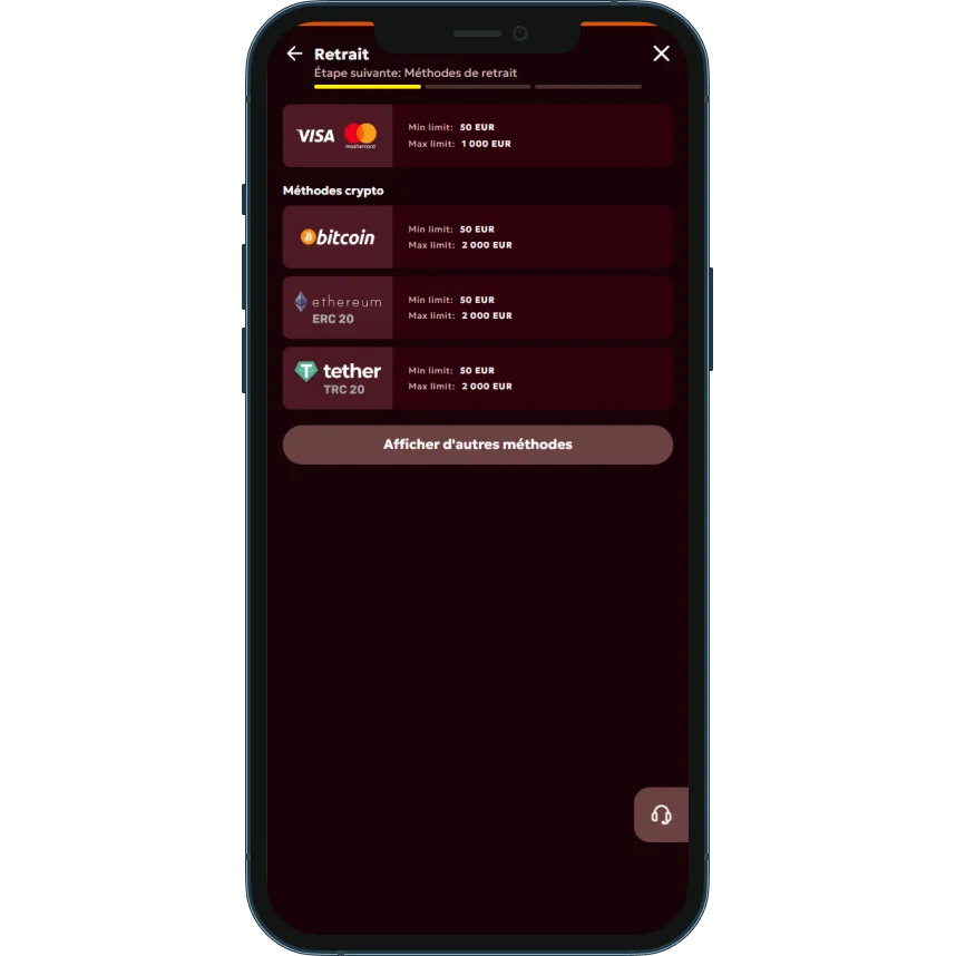 Spinobon Casino Options de retrait 